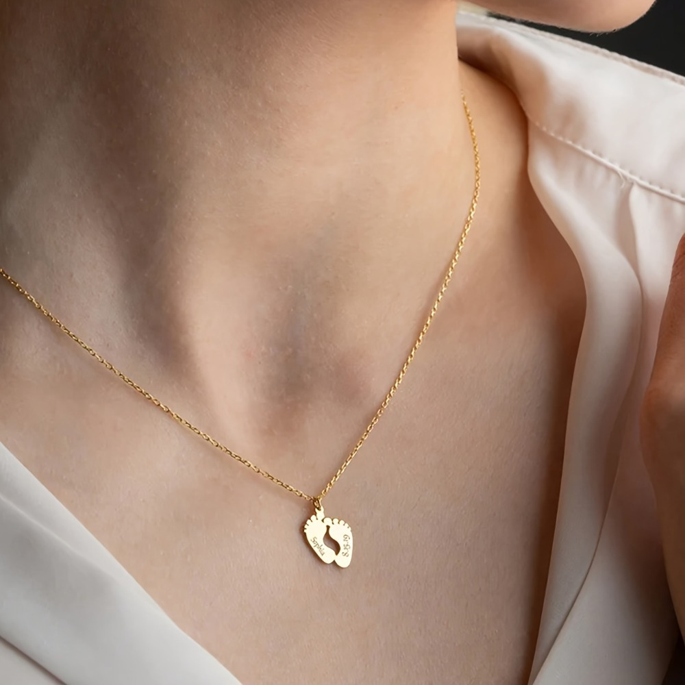 Personalized Family Footprint Pendant Necklace — Engravable